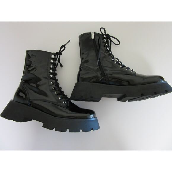 SAM EDELMAN Circus Black Lolita Combat Grunge 8.5 Lace Up Lugged Heel Boots - Picture 5 of 7